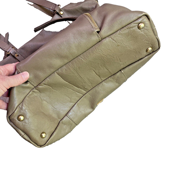 KOOBA Everette Large Leather Satchel Tote Bag Dark Beige Pockets Tassels Zippers - Picture 15 of 15